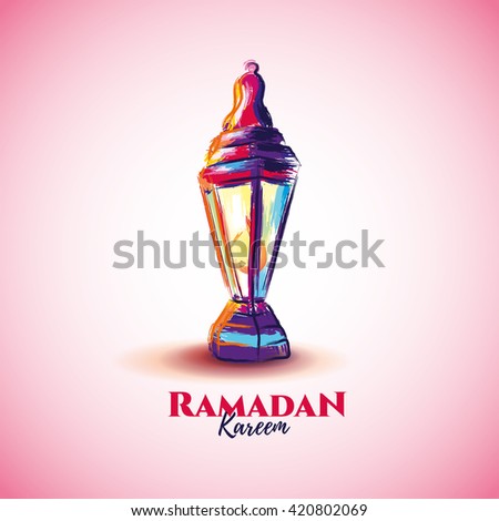 vector illustration of a lantern Fanus, the Muslim feast of the holy month of Ramadan Kareem. illustrations in the style of watercolor paints.