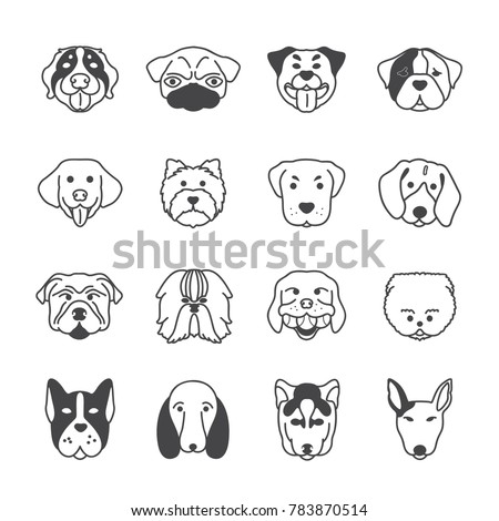 Collection Dog Faces Icon Vector Design Stock Vector 783870514 