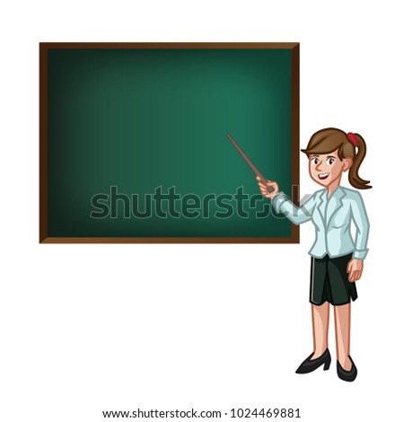 Teacher Woman Explaining Chalkboard Illustration Stock Vector ...