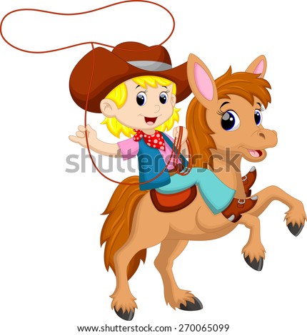 Cowgirl riding a horse with Lasso - stock vector