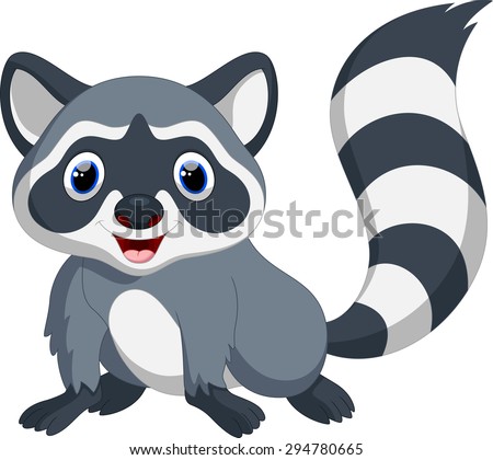 Illustration Cute Funny Cartoon Raccoon Stock Vector 80949373 ...