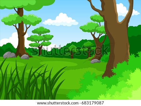 Vector Cartoon Illustration Jungle Background เวกเตอร์สต็อก 683179087