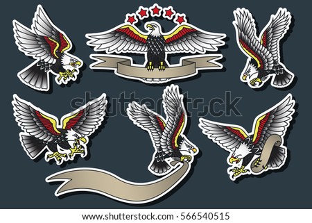 vector american eagle set vintage traditional stock vector vector american eagle set vintage traditional stock vector