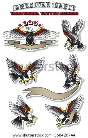 vector american eagle set vintage traditional stock vector vector american eagle set vintage traditional stock vector