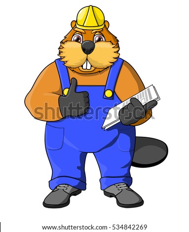 Cartoon Beaver Builder Vector Illustration Stock Vector 446680666 ...