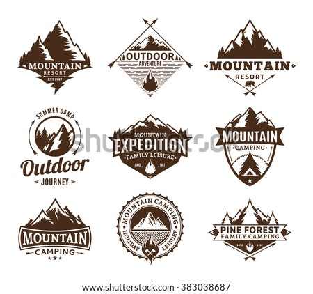 Set Camping Outdoor Tourism Hiking Camping Stock Vector 383038687 ...