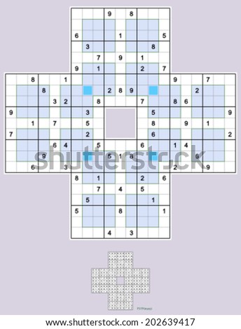 sohei sudoku four overlapping windoku puzzles stock vector 202639417