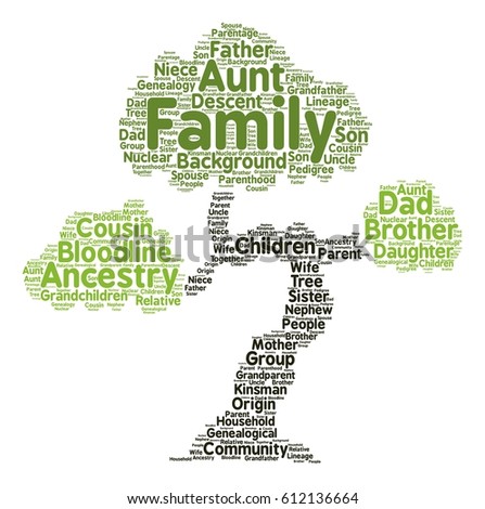 Family Word Cloud Tree Typography Stock Vector 612136664 - Shutterstock
