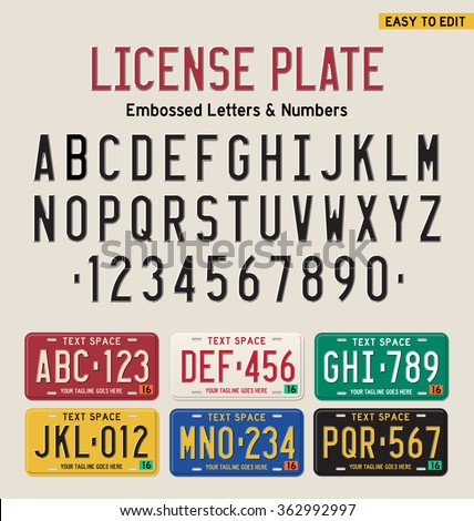 3 D License Plate Font License Plate Stock Vector Royalty Free 362992997  Shutterstock