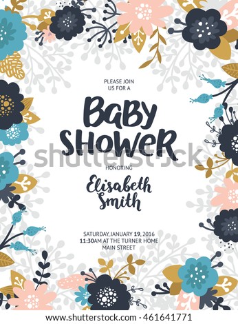 vector invitation letter Baby Shower Template Stock Vector Boho Vector Invite