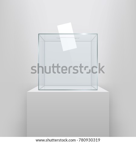Creative Vector Illustration Of Realistic Empty Transparent Ballot Box With Voting Paper In Hole Isolated On Creative Vector Illustration Of Realistic Empty Transparent Ballot Box With Voting Paper In Hole Isolated On