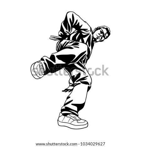 Bboy Dancer Character Dynamic Pose Hand เวกเตอร์สต็อก 1034029627 ...