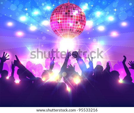 Shiny Disco Ball Party Background Vector Design - stock vector