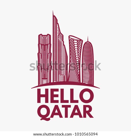 Qatar City Tower Logo Design Inspiration Stock Vector 1010565094