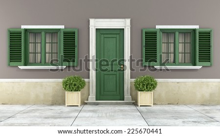 Detail Classic House Green Wooden Windows Stock Illustration ... Detail Classic House Green Wooden Windows Stock Illustration ...
