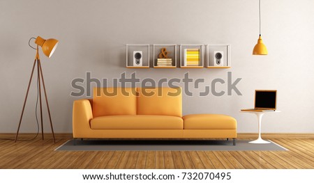 Idea Orange Scandinavian Living Room Interior Stock Illustration ... Idea Orange Scandinavian Living Room Interior Stock Illustration ...