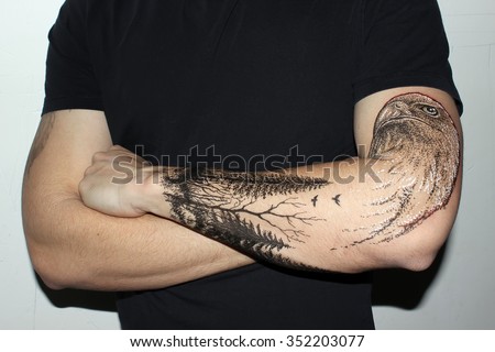 Portrait Young Hipster Man Tattooes On Stock Photo 