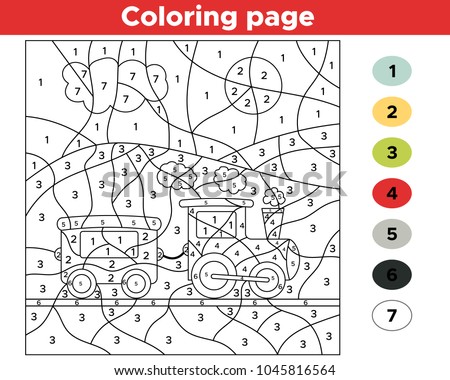 educational number coloring page preschool children stock