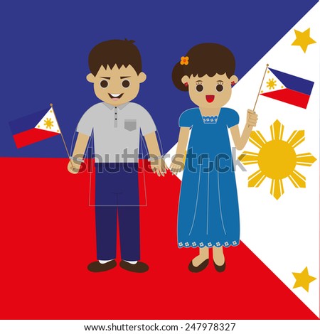 Philippine Man Woman Traditional Costume Stock Vector 247978327 ...