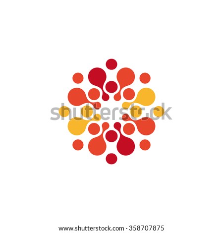 stock vector abstract circle logo red orange yellow color logotype template chemistry and medical business 358707875
