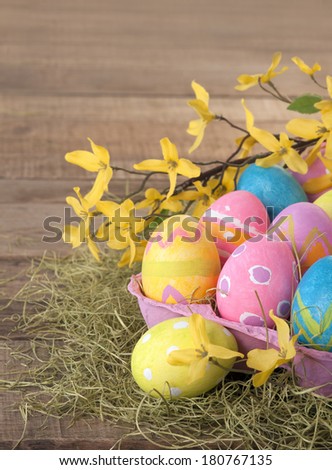 Many Colorful Easter Eggs Carton Country Stock Photo ...