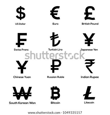 Currencies Symbol Icons Set Dollar Euro Stock Vector 1049335157 ...