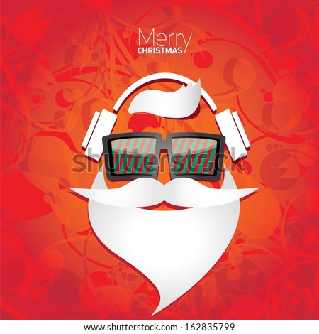 Christmas hipster poster for party or greeting card. Vector illustration