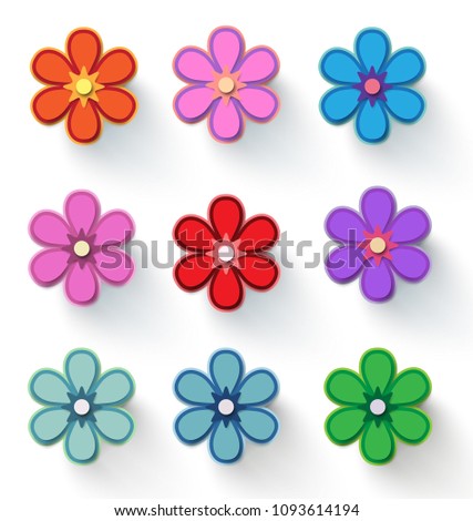 Paper Flowers Vector Set Simple Colorful Stock 1093614194 Paper Flowers Vector Set Simple Colorful Stock 1093614194
