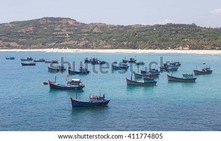 Vietnamese wooden fishing boat in Phu Yen, central Vietnam.