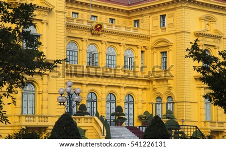 Close up of the French built President Palace in Hanoi, Vietnam