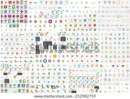 Logo mega collection, abstract geometric business icon set