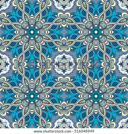 Seamless Paisley Tile Pattern Blue Cyan Stock Vector 438938161 ...