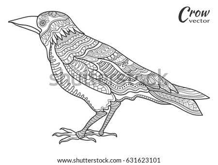 Hand Drawn Crow Raven Doodle Sketch Stock Vector 631623101 ...