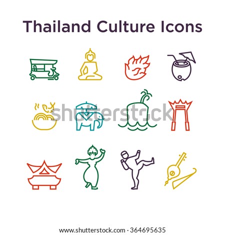 Thai Culture Icons Culture Signs Thailand Stock Vector 364695635 ...