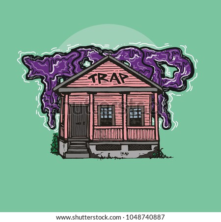 Trap House Handdrawn Illustration Vector de stock1048740887: Shutterstock