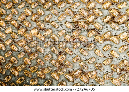 Rusted corrugated steel plate background