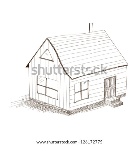 House Drawing Vector Contours House Stock Vector 332743097 - Shutterstock