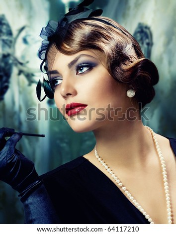 Smoking Retro Woman Portrait Beauty Girl Stock Photo 157328195 ...