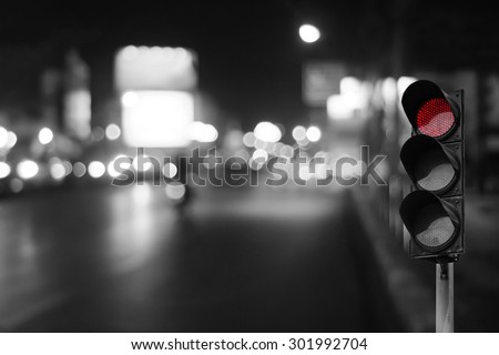 Red Traffic Light On Road Night Stock Photo (Edit Now ...