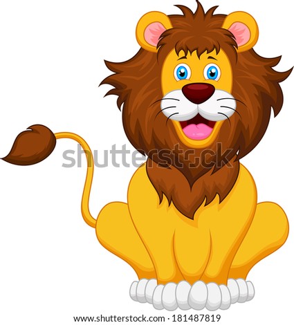 Illustration Happy Lion Sitting Position On Stock Vector 127575935 ...