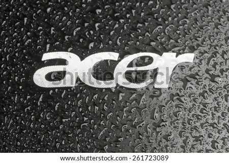 KAZAN, RUSSIA, 15 March 2015: water drops on the Acer logo