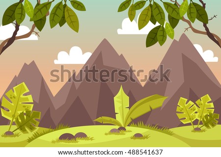 Beautiful Landscape Scenery Cartoon Vector Illustration Stock Vector