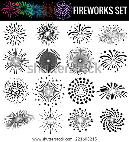 Beautiful Fireworks on white background