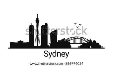 Sydney City Outline Skyline All Sydney Stock Vector 566994034 ...