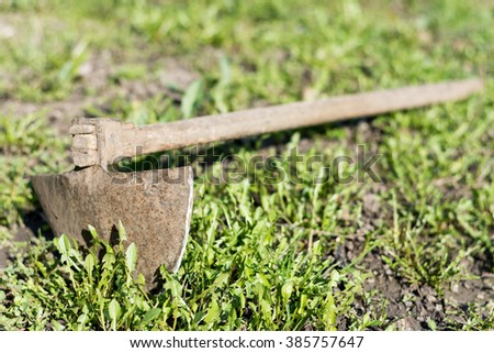 Old Hoe On Grass Weeds Stock Photo 385757647 - Shutterstock