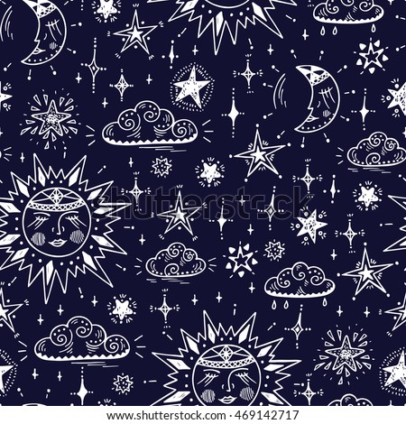 Sky Vector Seamless Pattern Hand Drawn Stock Vector 469142717 ...