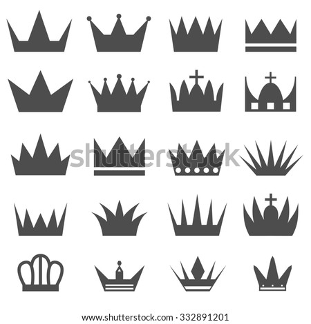 Black Crown Icons Set On White Stock Vector 150600443 - Shutterstock