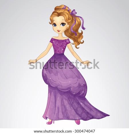 Beautiful Princess Purple Dress Stock Vector 300474047 
