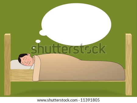 Illustration Person Asleep Bed Dream Bubbles Stock Illustration ...