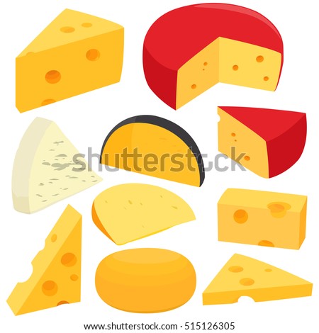 Various types of cheese. Vector illustration